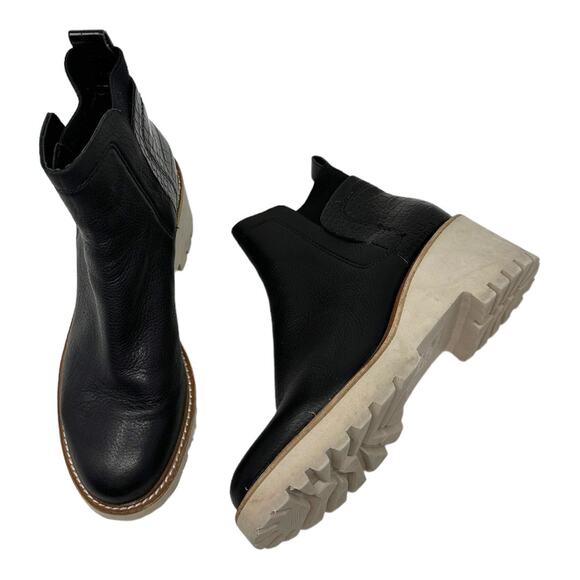 Dolce Vita Huey Black Leather Lug Sole Chelsea Booties Size 8 - Picture 2 of 13